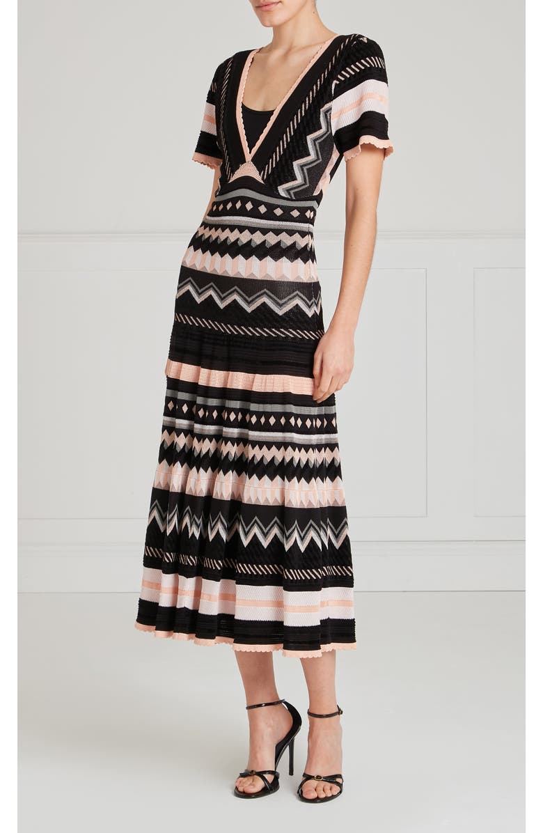 Temperley London Meryl V-Neck Knit Dress, Alternate, color, Pink/Black