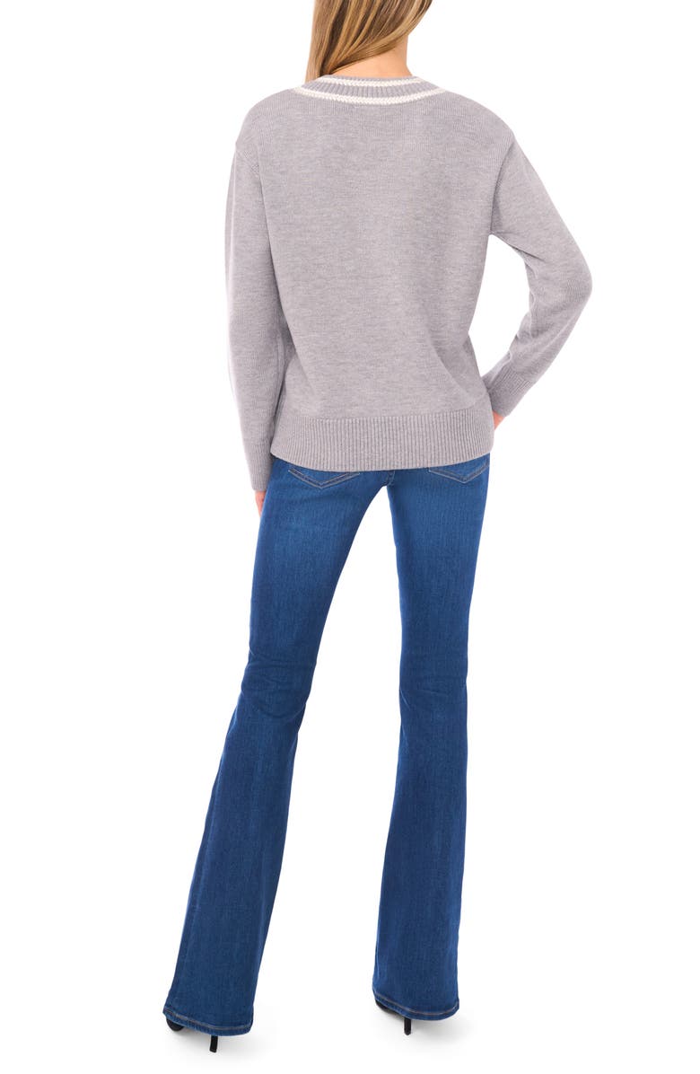 Halogen<sup>®</sup> Contrast V-Neck Sweater, Alternate, color, Pepper Heather