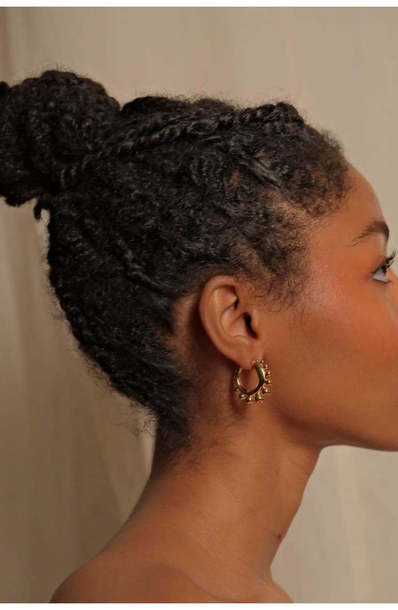 Khiry Tiny Khartoum Gold Vermeil Embellished Hoop Earrings, Alternate, color, 