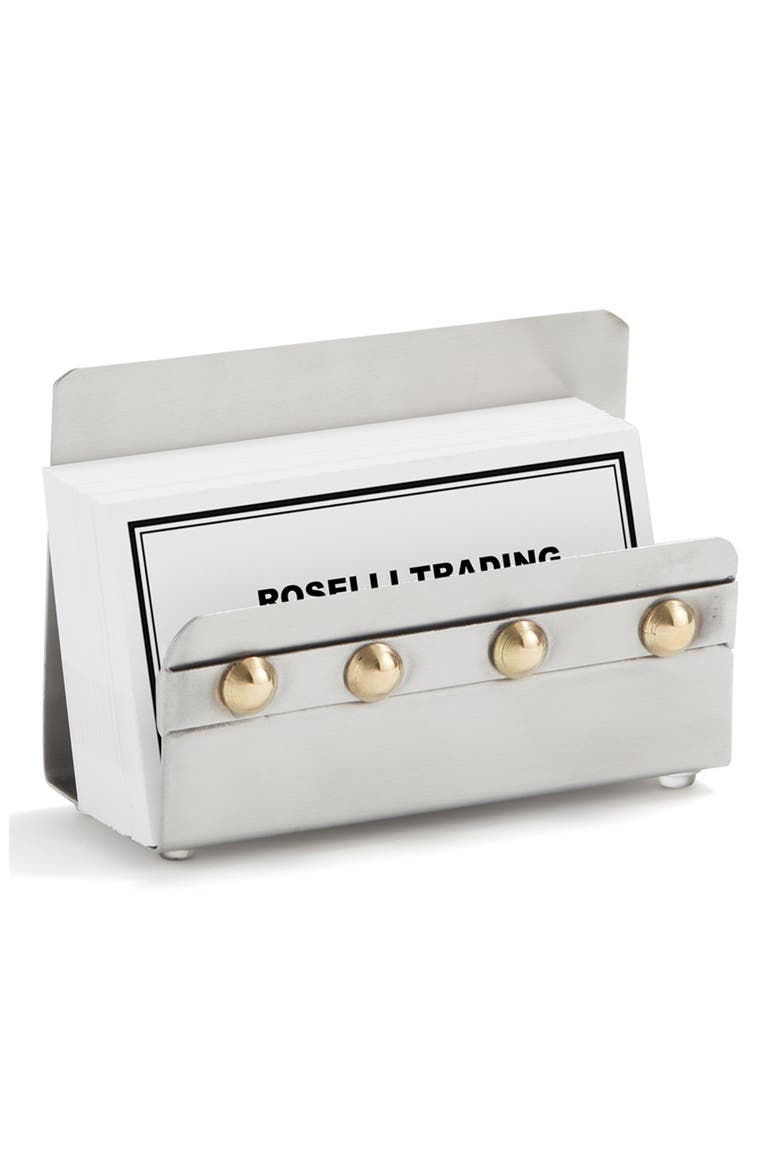 Rivet Business Card Holder, Alternate, color, SILVER