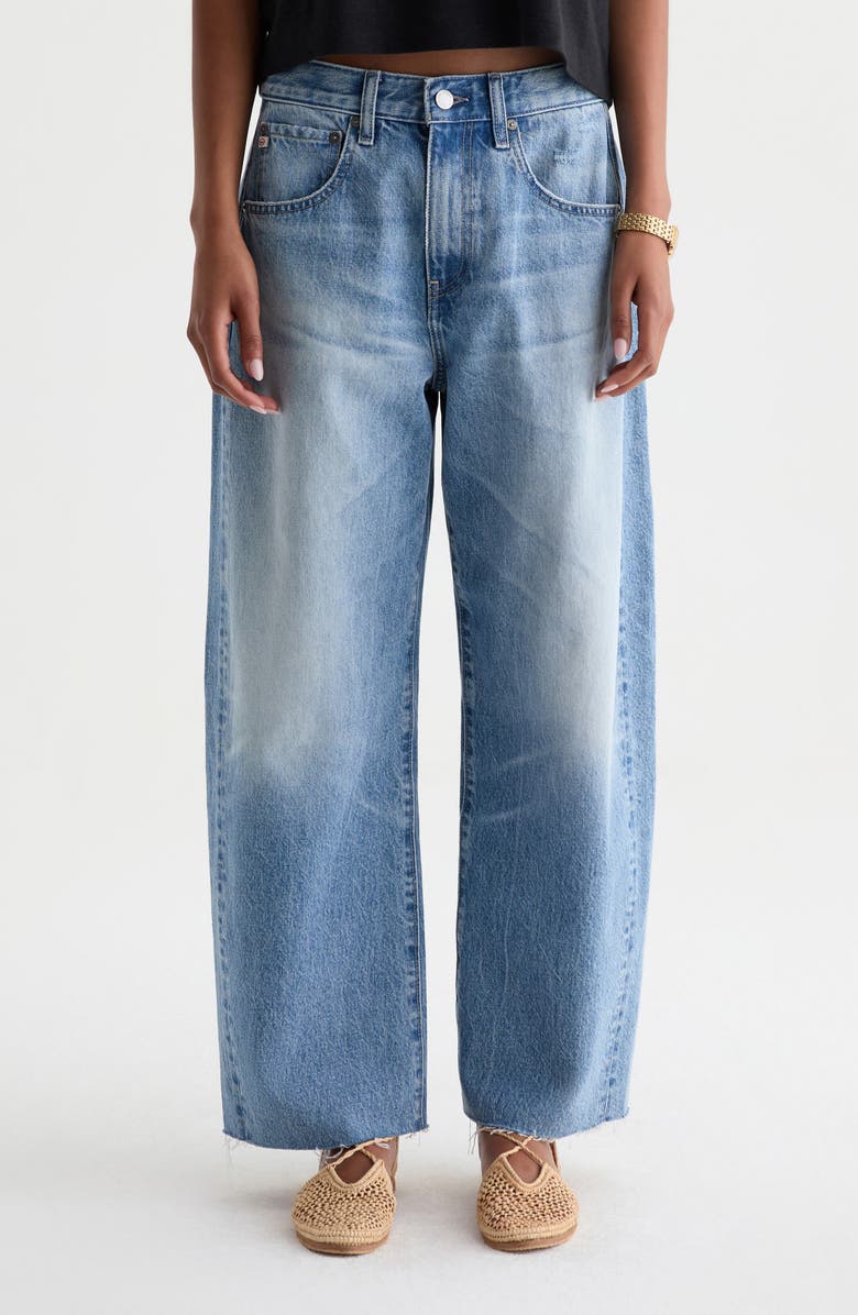 AG Hattie Raw Hem High Waist Crop Barrel Leg Jeans, Main, color,