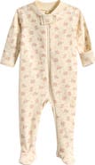QUINCY MAE Floral Organic Cotton Zip Footie