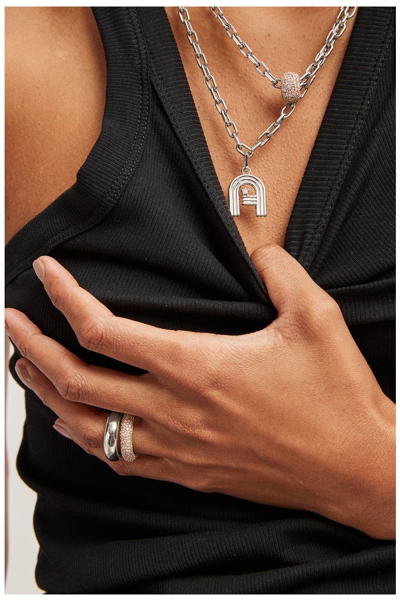 Groovy Initial Diamond Pendant Charm, Alternate, color, SILVER - L