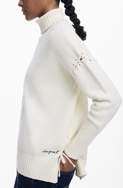 Desigual Laced Sleeve Turtleneck Sweater In Multi