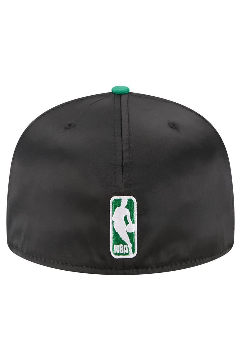 Men's New Era Black/Kelly Green Boston Celtics Satin Two-Tone 59FIFTY Fitted Hat, Alternate, color, Black