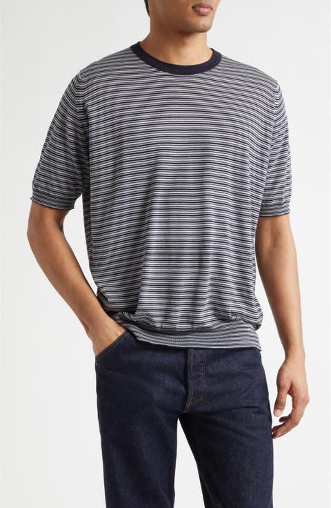 Howick Stripe Merino Wool & Sea Island Cotton T-Shirt