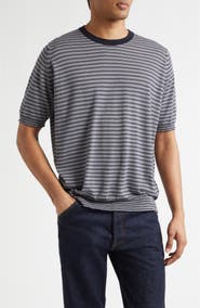 John Smedley Howick Stripe Merino Wool & Sea Island Cotton T-Shirt