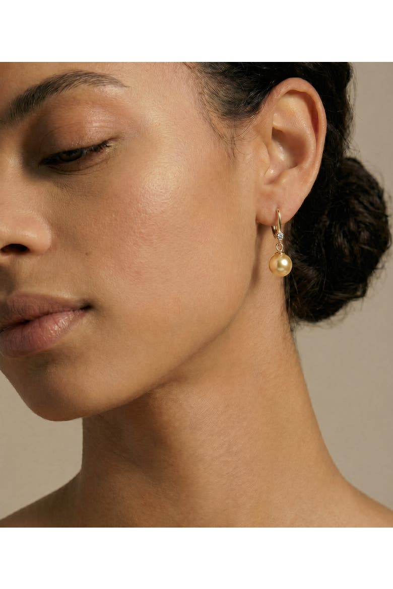 Golden Pearl & Diamond Michelle Earrings, Alternate, color, Yellow Gold