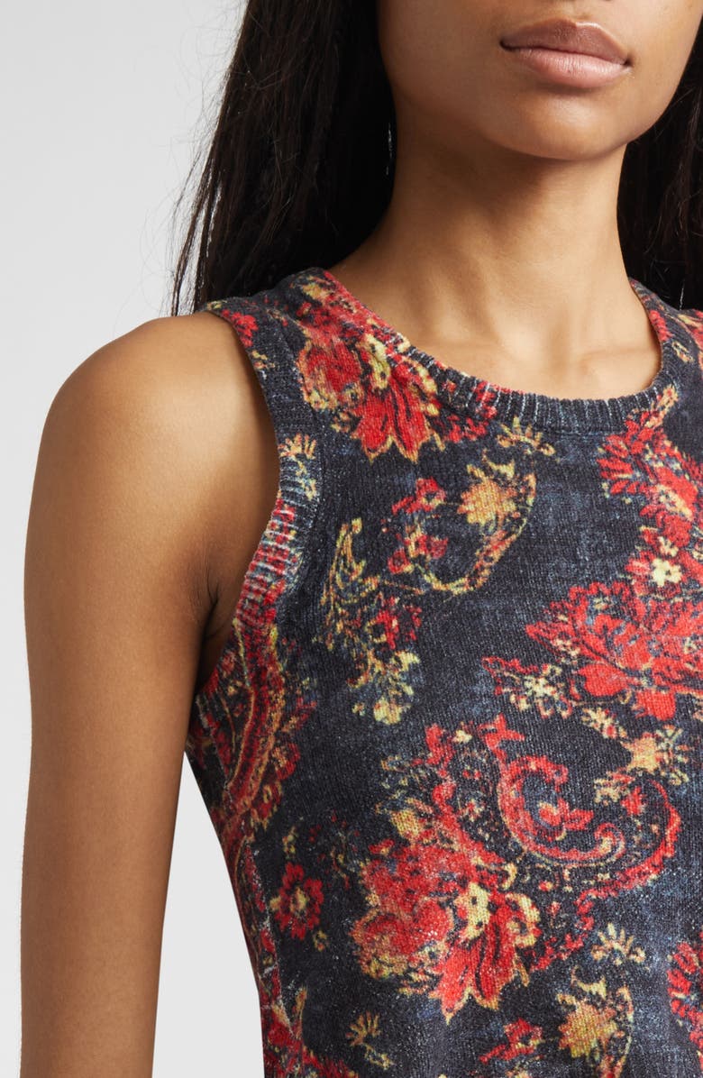 R13 Floral Paisley Sweater Tank, Alternate, color, Black Red Multicolor