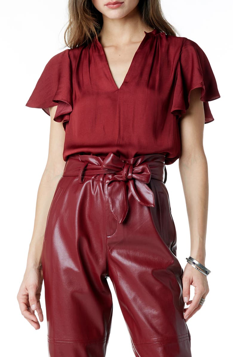 Tart Hasina Ruffle Satin Top, Main, color, Cabernet