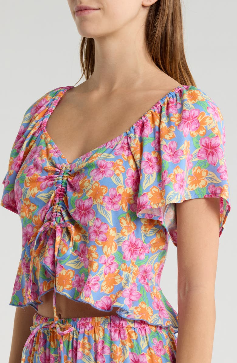 Rip Curl Malibu Cove Short Sleeve Peplum Crop Top, Alternate, color, Blue