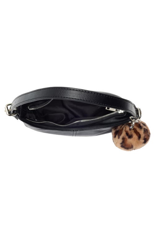 Madden Girl Faux Leather Shoulder Bag With Faux Fur Charm In Black