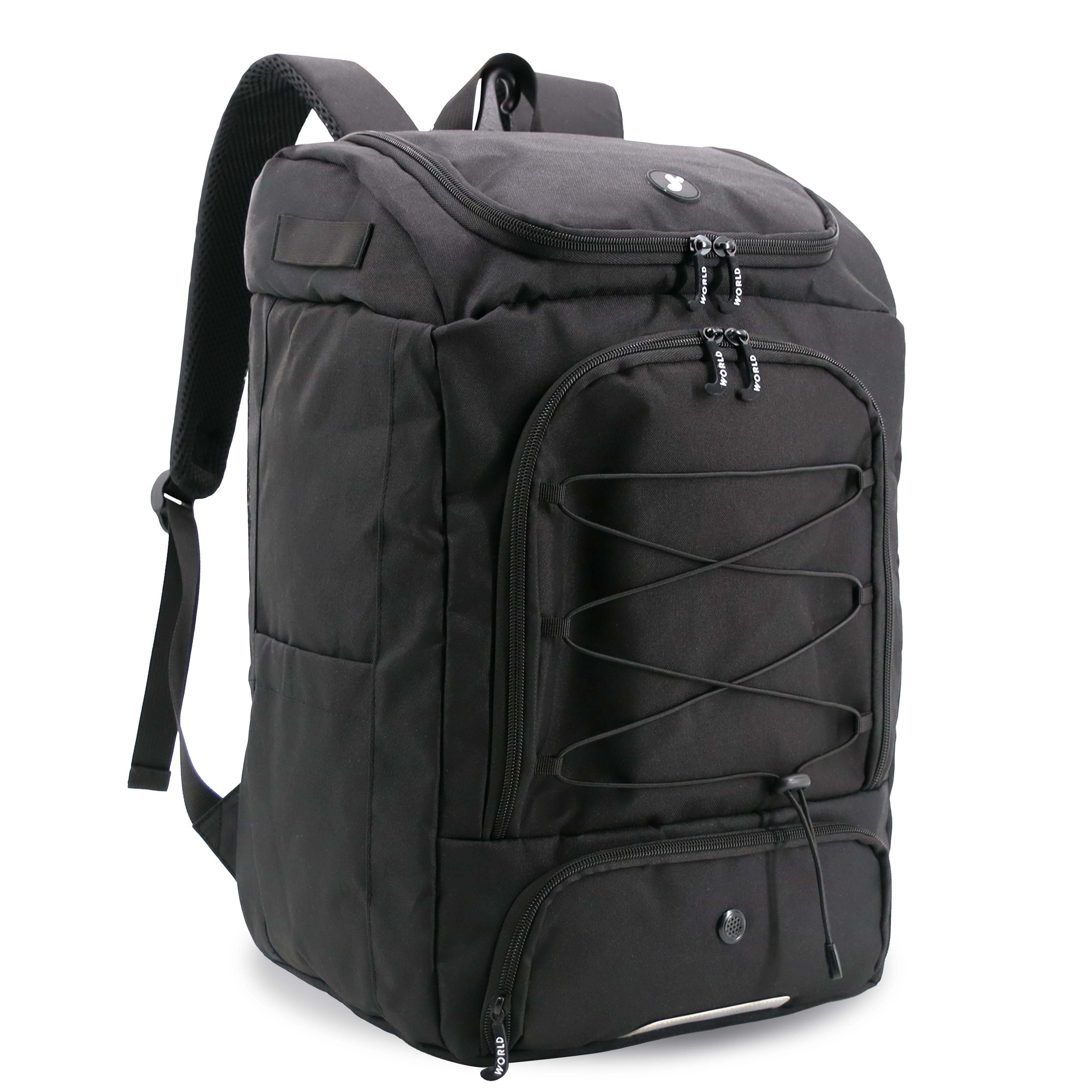 J World Athlete Multi Sports Backpack with Shoe Compartment Bat Holders and Night Visibility, Alternate, color, Black