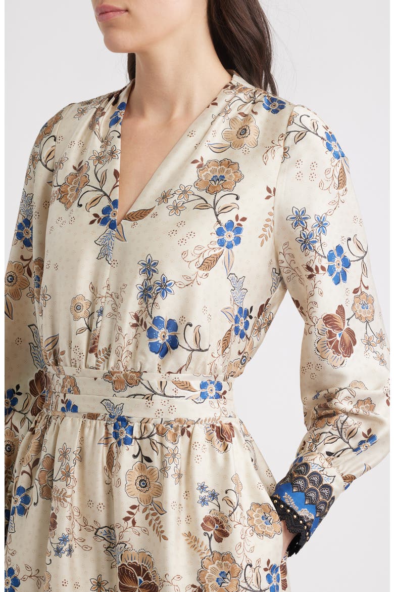 Floral Print Long Sleeve Minidress, Alternate, color, IVORY SHELL MULTI