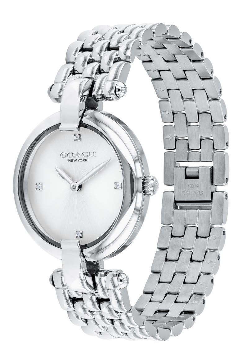 Chrystie Bracelet Watch, 32mm, Alternate, color, SILVER/ WHITE/ SILVER