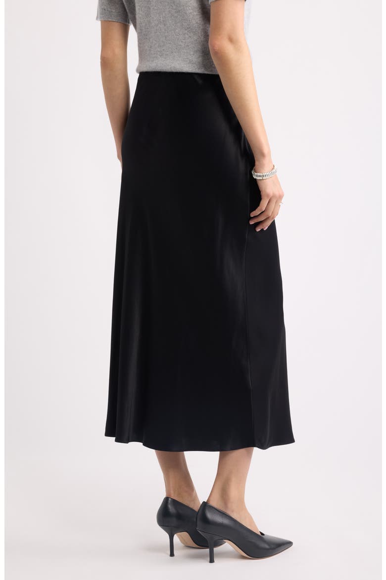 Bias Cut Satin Maxi Skirt, Alternate, color, BLACK