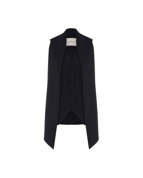 Theo The Label Daphne Tie Front Vest Jacket In Black