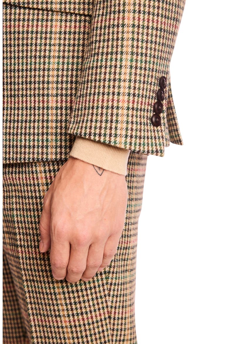 Ashton Slim Fit Houndstooth Plaid Wool Blend Blazer, Alternate, color, GREEN MULTI HOUNDSTOOTH