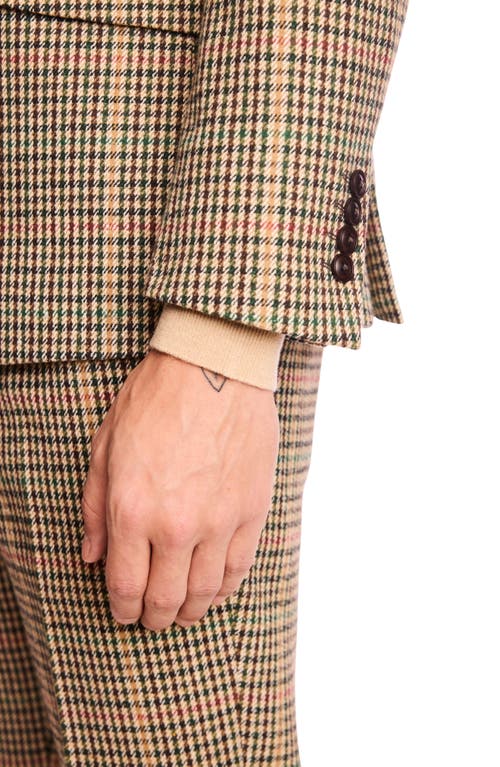 Paisley & Gray Ashton Slim Fit Houndstooth Plaid Wool Blend Blazer In Brown