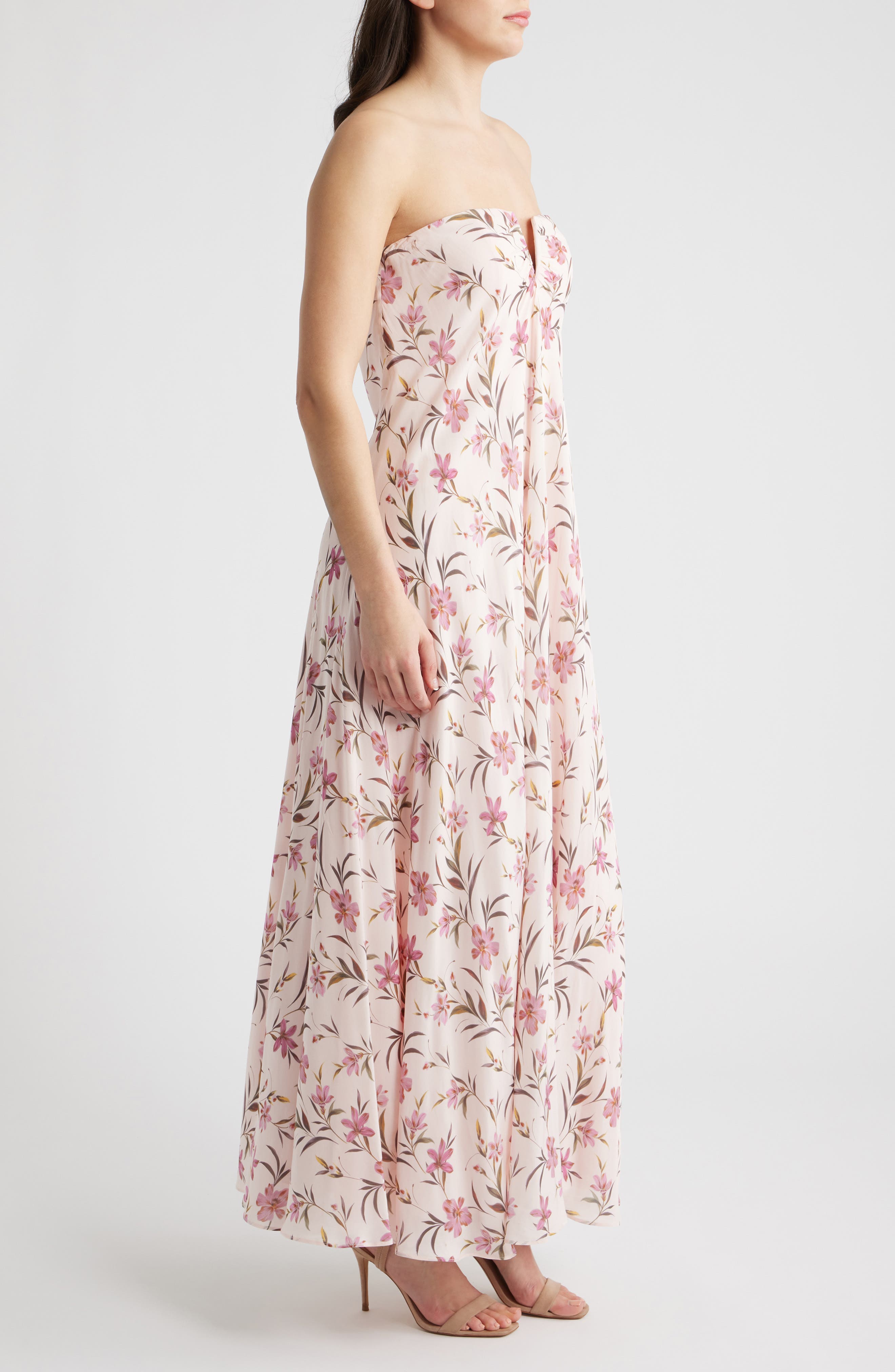redefine regal pale pink floral jacquard strapless maxi dress Redefine Regal Pale Pink Floral Jacquard Strapless Maxi Dress Lulus