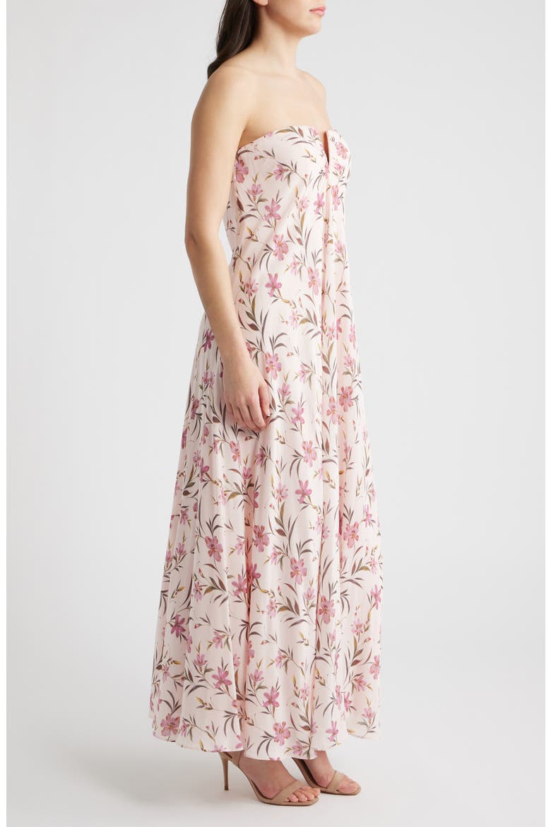 The Emerson Floral Strapless Maxi Dress, Alternate, color, BARELY PINK
