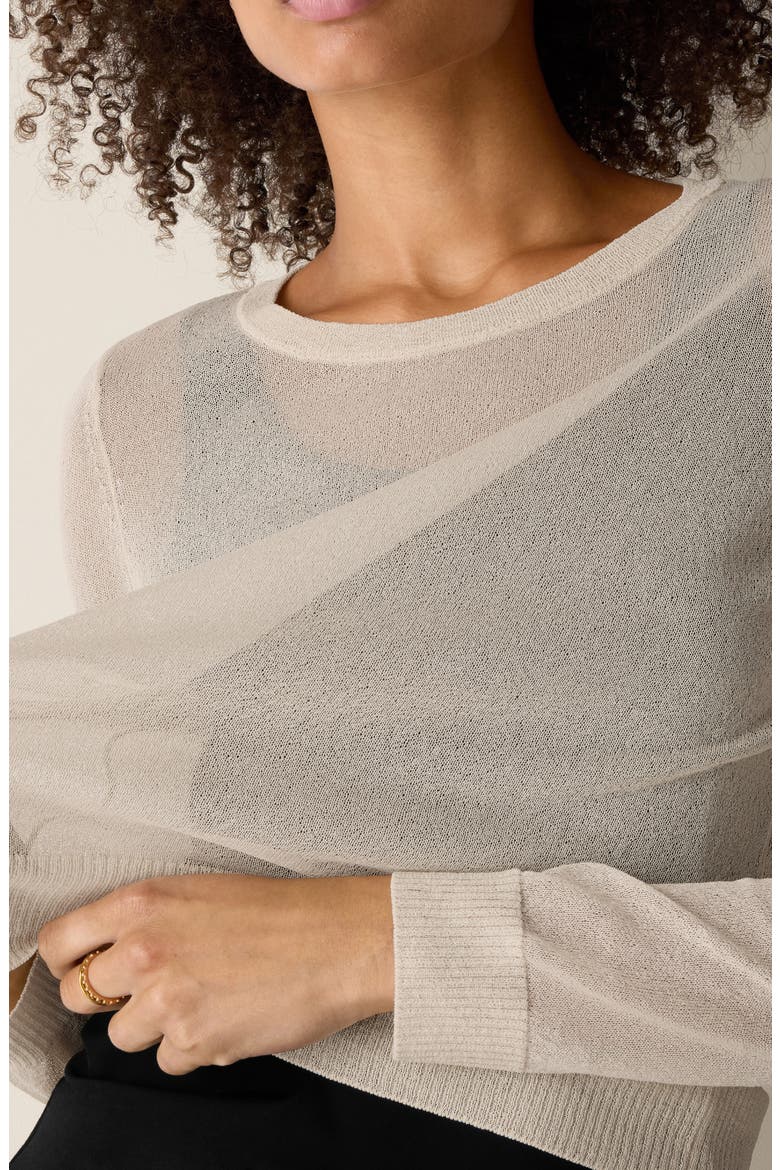 Crewneck Semisheer Sweater, Alternate, color, PLASTER