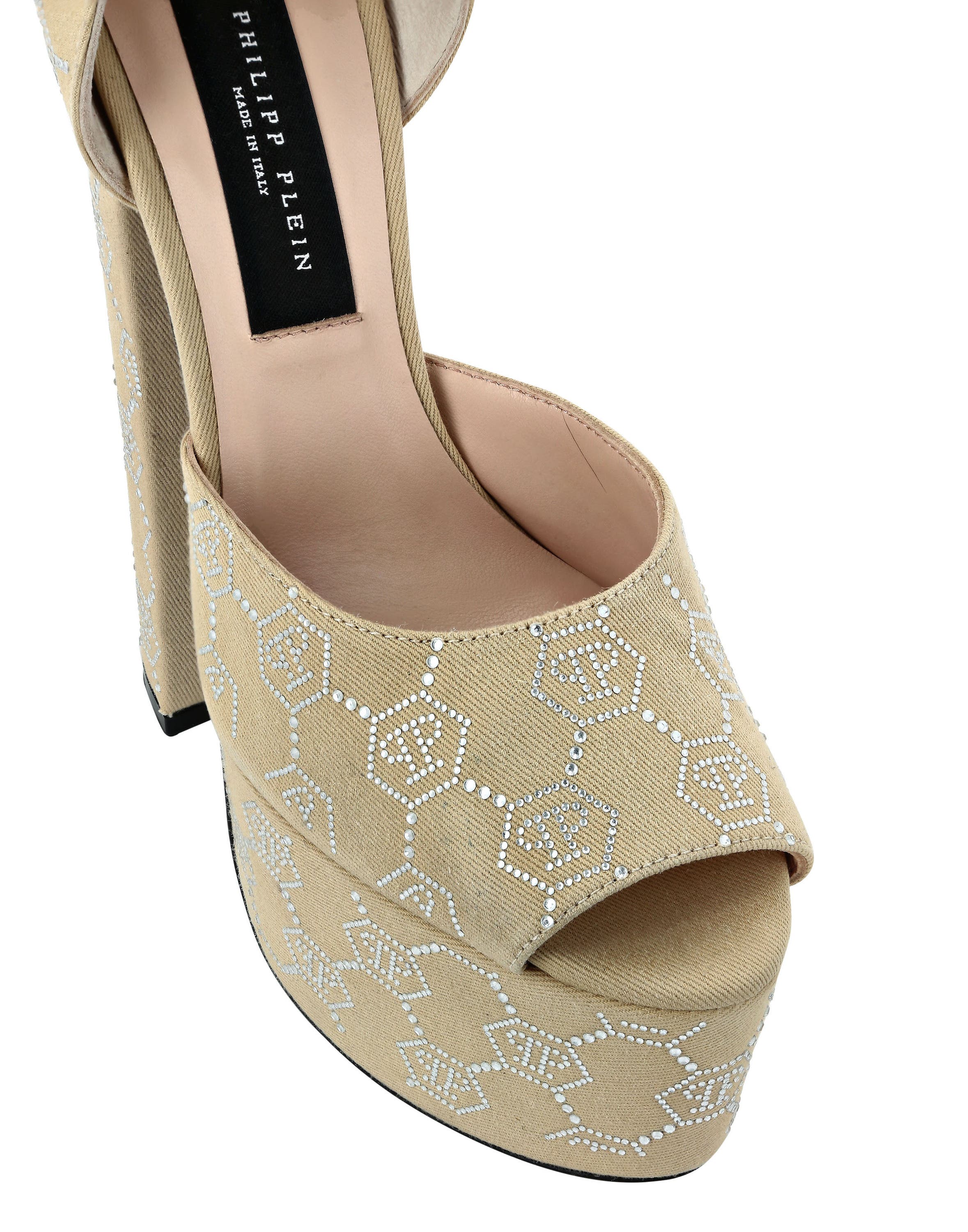 Sandals High Heels Monogram Women, Alternate, color, beige