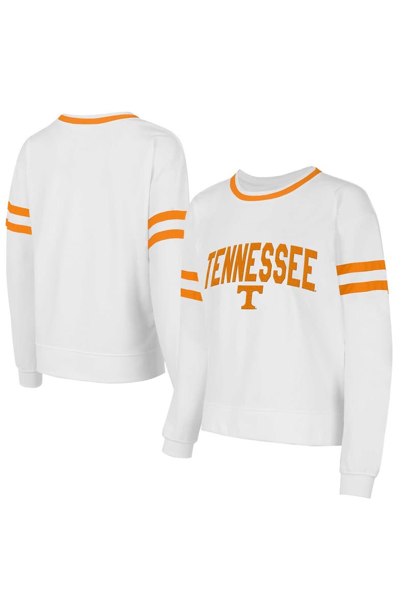 CONCEPTS SPORT Women's Concepts Sport  White Tennessee Volunteers Borough French Terry Arch Over Long Sleeve T-Shirt, Main, color, 