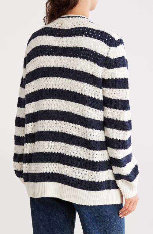 Caslon ® Stripe Open Stitch Cotton Blend Cardigan In Multi