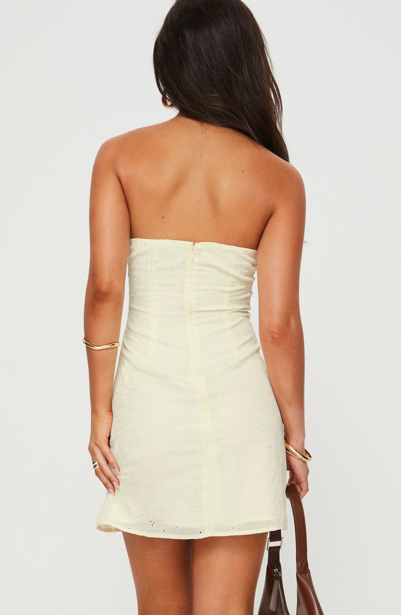 Princess Polly Malena Eyelet Embroidered Strapless Minidress, Alternate, color,