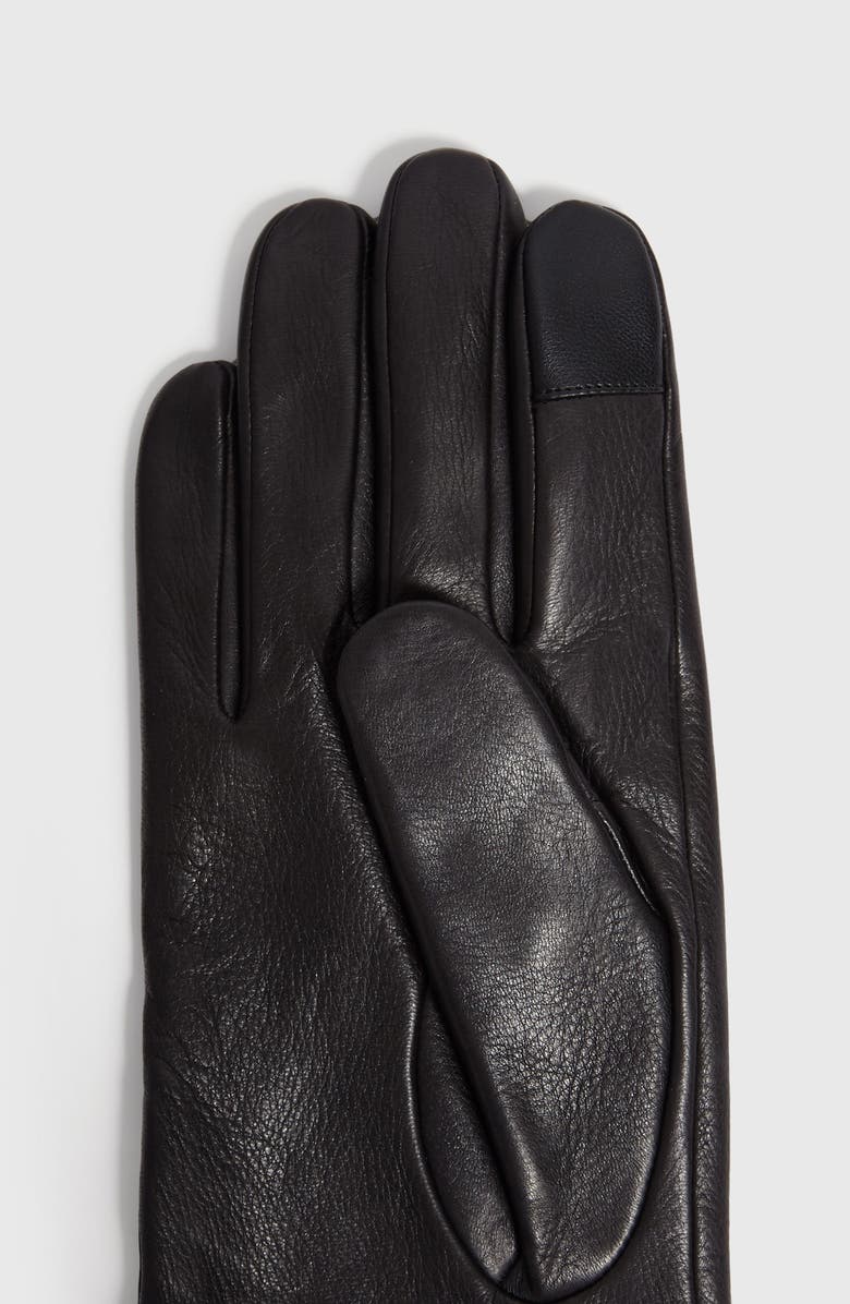 AllSaints Zip Deerskin Leather Gloves, Alternate, color, 