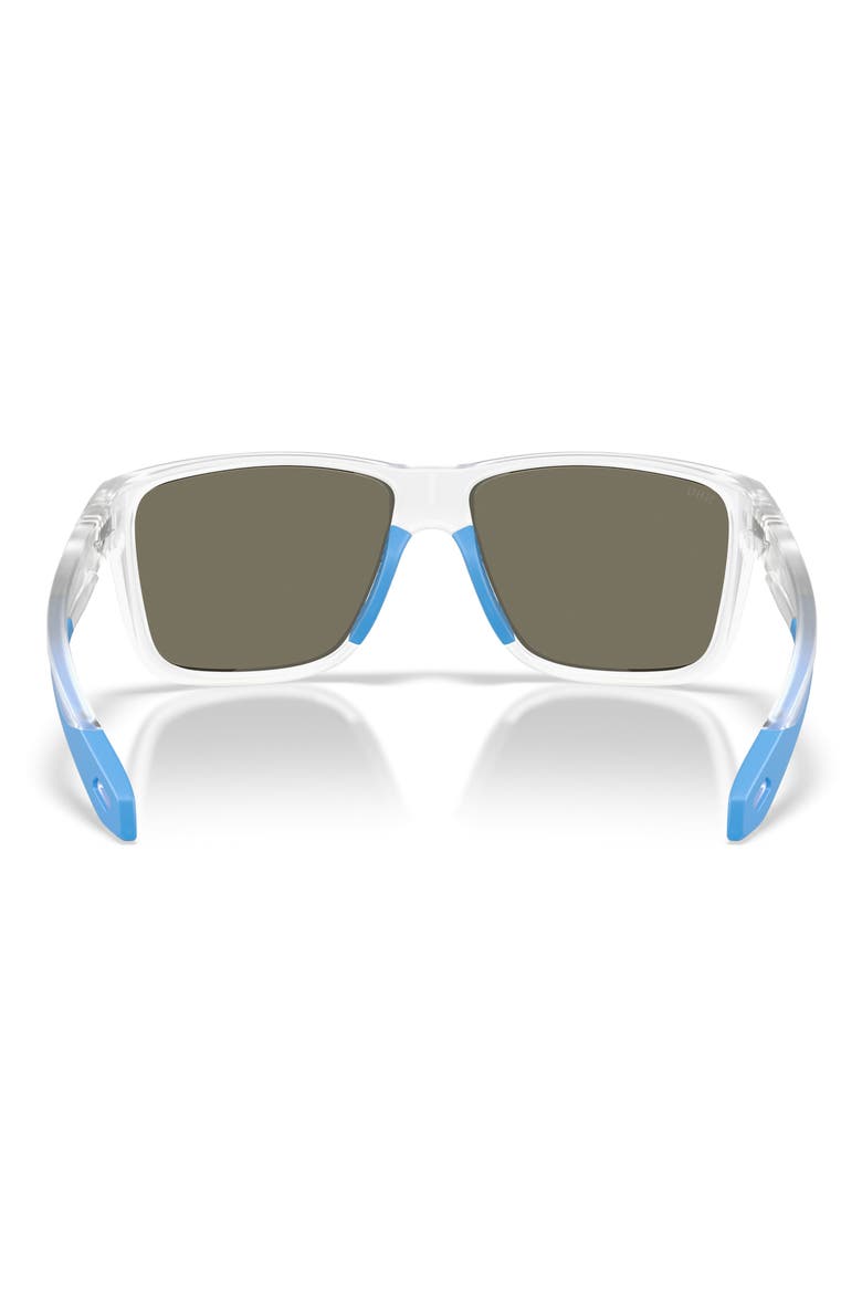 58mm Broadbill II Polarized Rectangle Sunglasses, Alternate, color, MATTE CLEAR / BLUE MIRROR 580G