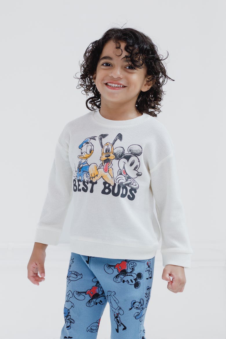 Mickey Mouse Loungewear 2-Piece Sweatshirt and Pants Set, Alternate, color, Mickey Cream Blue
