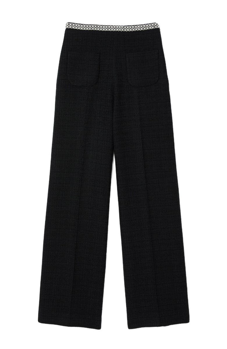 SANDRO High-waisted tweed trousers, Alternate, color, 