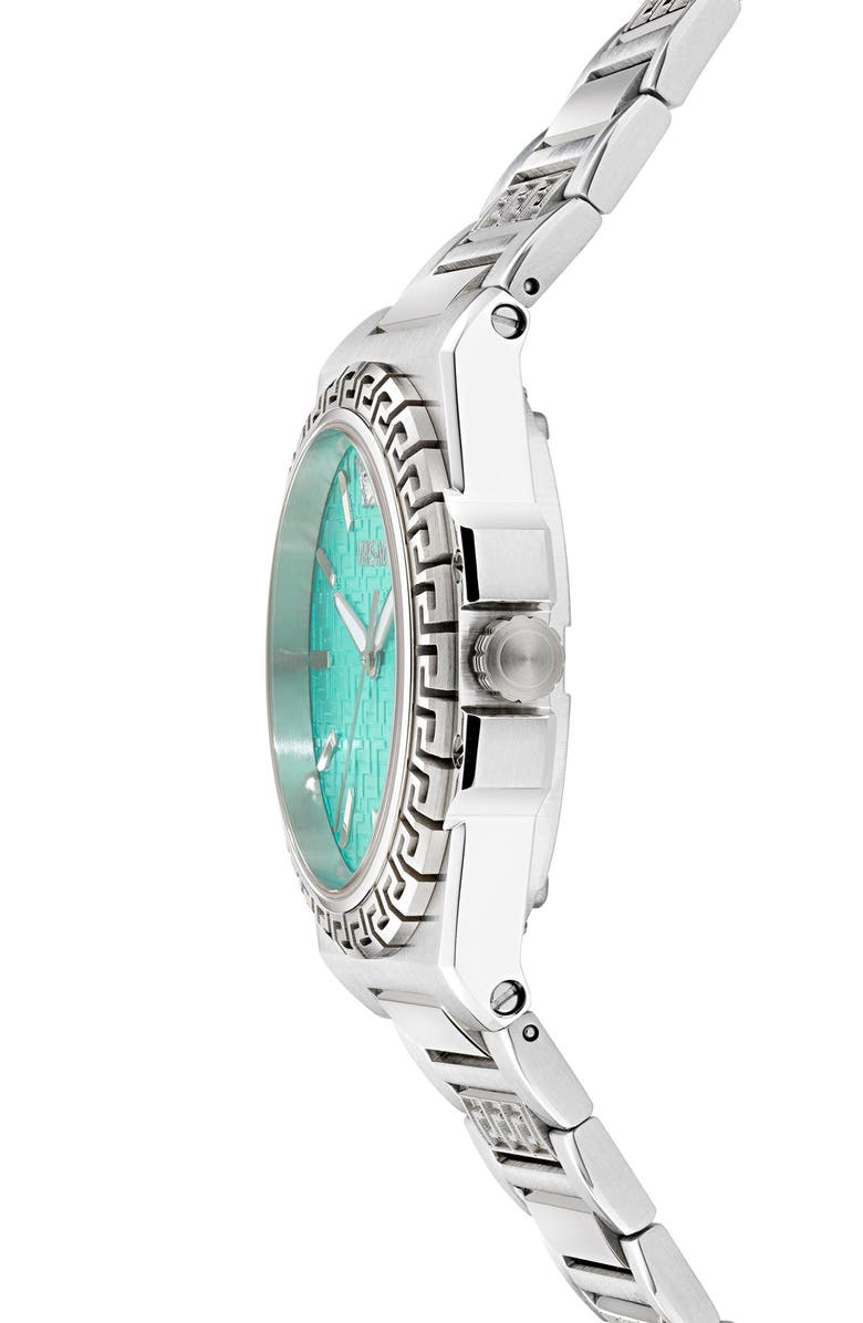 Versace Greca Reaction Bracelet Watch, 38mm, Alternate, color, Stainless Steel