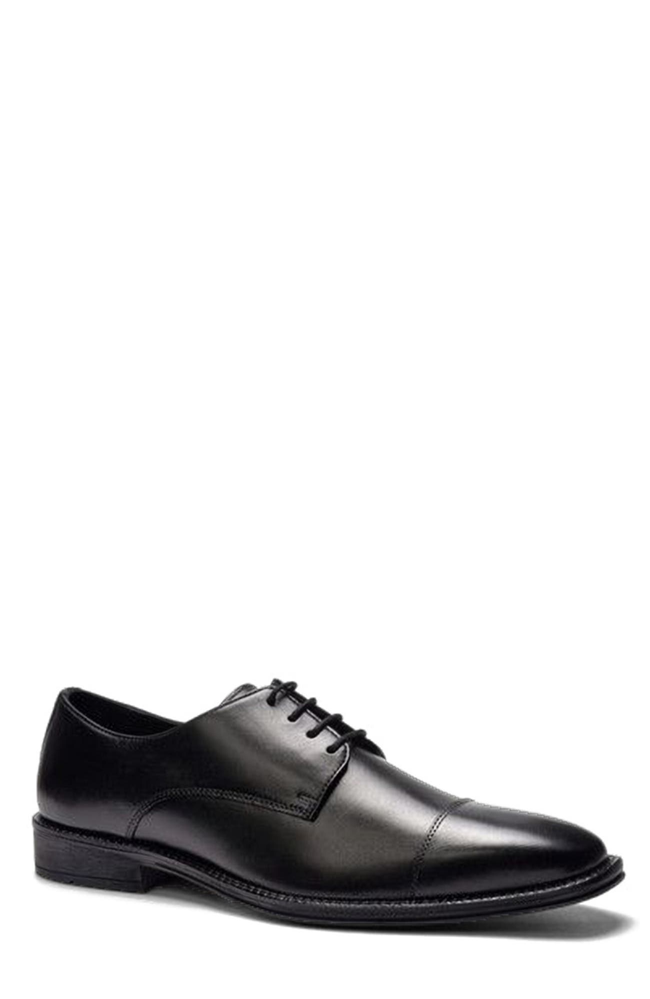 A. Veer Maddox Cap-toe Oxford, Alternate, color, Black Leather