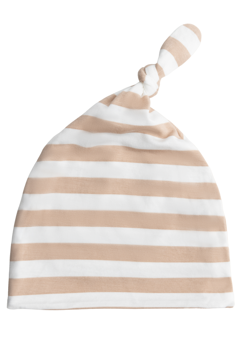 Knotted Baby Gown and Hat, Alternate, color, Fawn Stripe