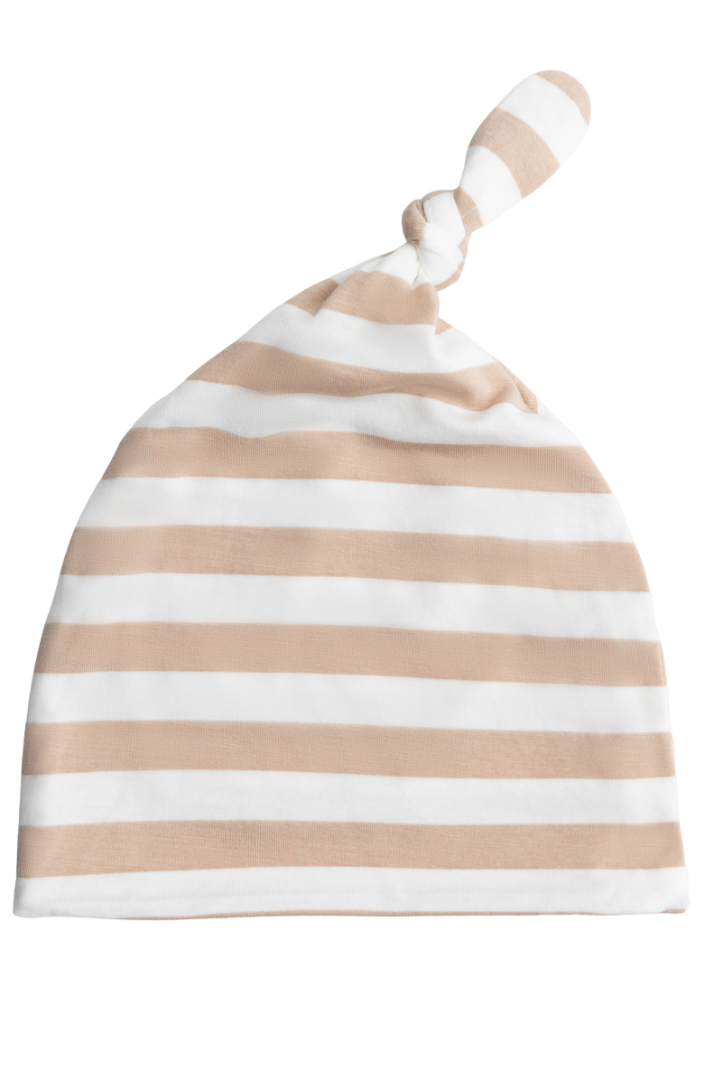 Kindred Bravely Knotted Baby Gown and Hat, Alternate, color, Fawn Stripe