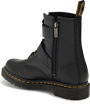 【Dr.MartensxWTAPS】1460WEBBING STRAP BOOT Junior 1460 Rainbow Patent Leather Lace Up Boots in Black
