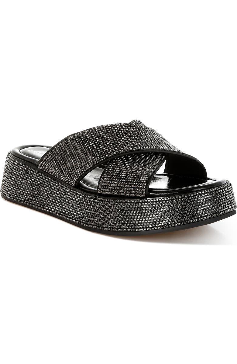 LONDON RAG Adena Crystal Embellished Platform Sandal, Main, color, Black