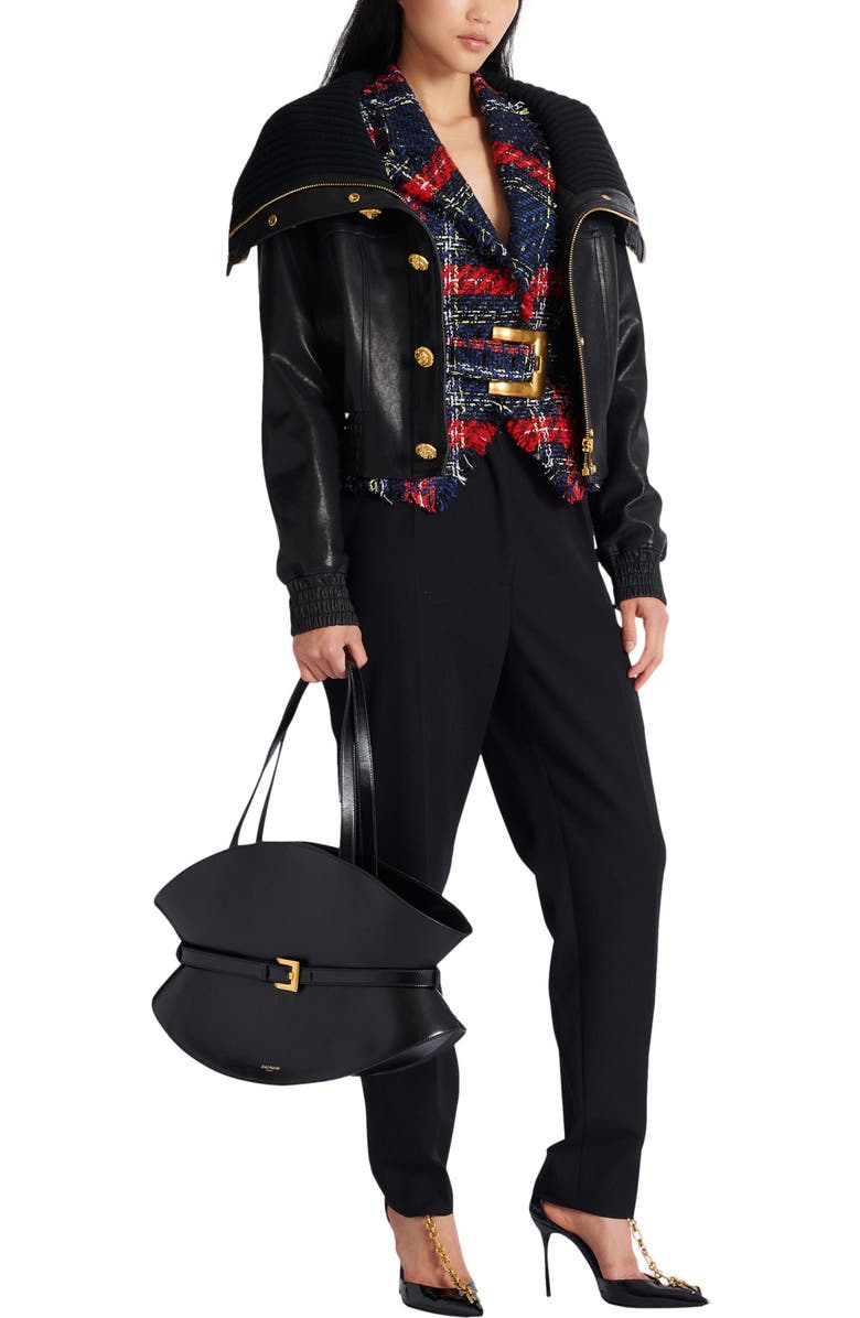 Balmain Medium Shuffle bag in calfskin leather, Alternate, color,