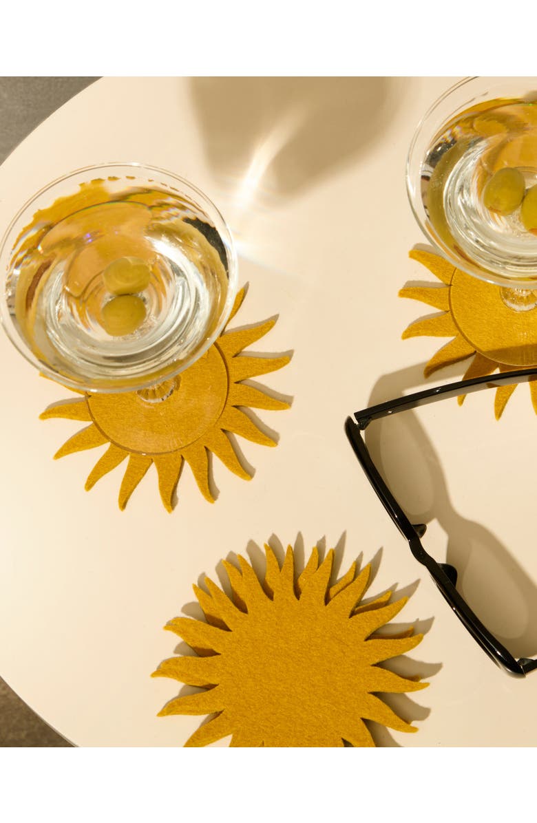 Graf Lantz Merino Wool Sunburst Coaster Solid 4 Pack, Alternate, color, Dijon