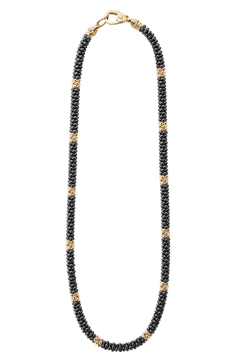 LAGOS 18K Gold & Black Caviar Bead Rope Necklace, Main, color, 