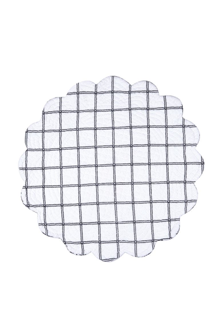 Bleighton Floral Vintage 100% Cotton Quilted Round Set of 6 Placemats 17", Alternate, color, Black