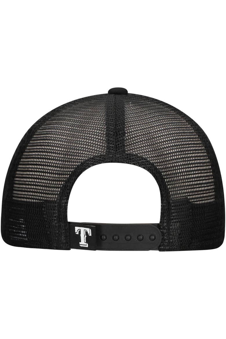 Men's New Era Black Texas Rangers Retro Bold A-Frame Trucker 9FORTY Adjustable Hat, Alternate, color, Black