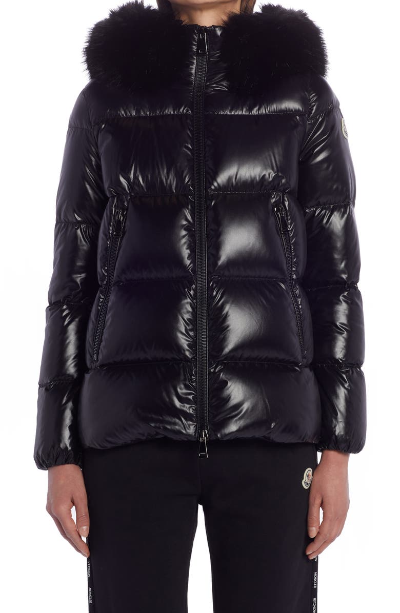 Moncler Laiche Quilted Hooded Down Jacket with Removable Faux Fur Trim, Main, color,