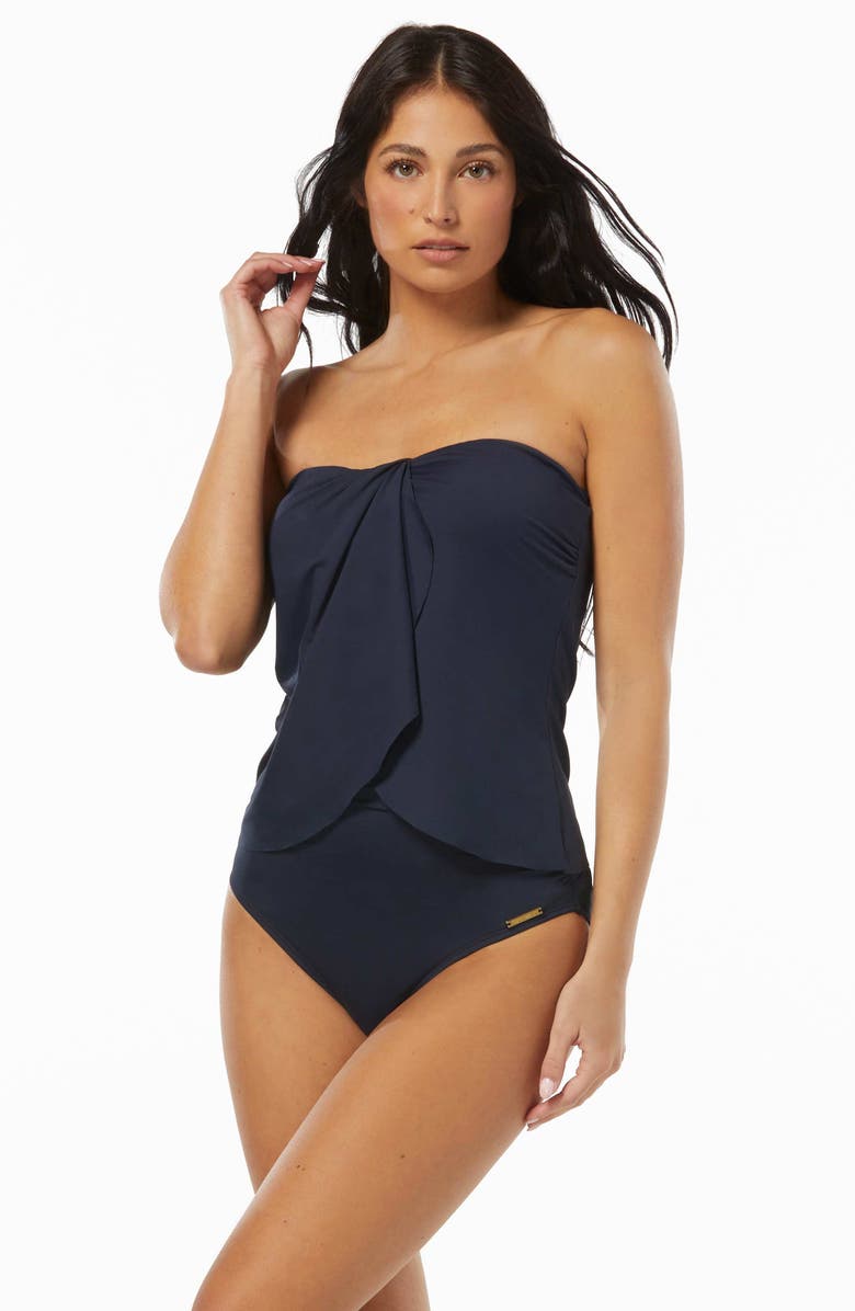 Vince Camuto Draped Bandeau Tankini Top, Alternate, color, 