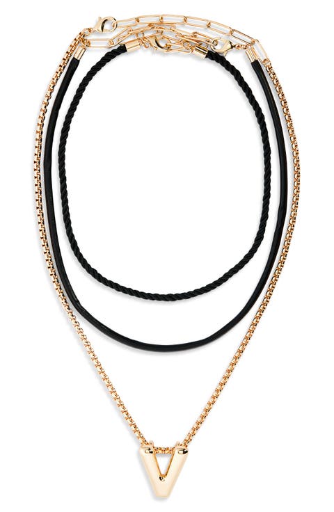 Set of 3 Interchangeable Initial Pendant Necklaces