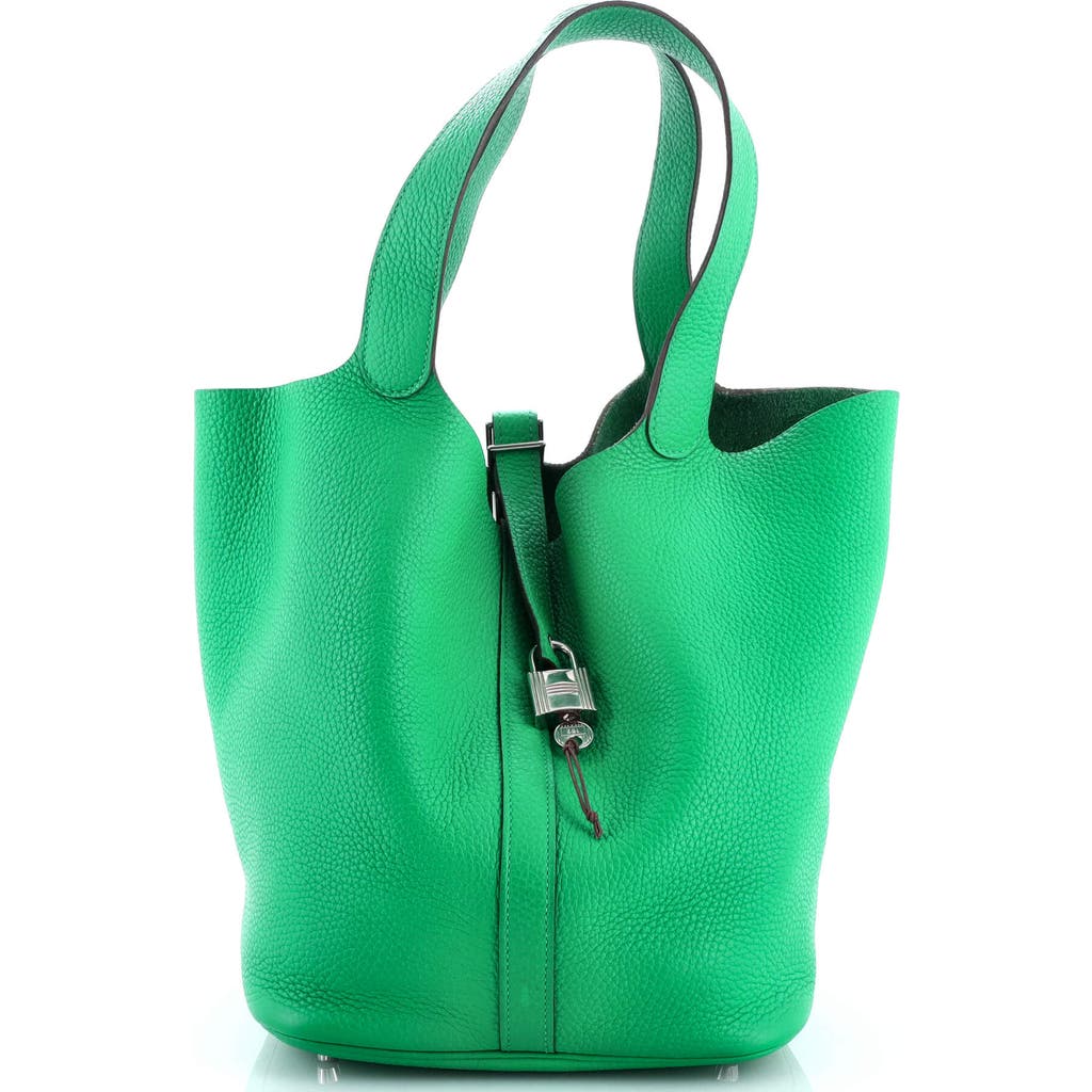Pre-owned Hermes Hermes Picotin Lock Bag Clemence Gm In Green
