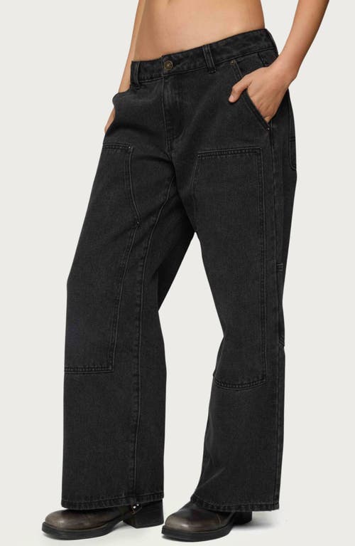 Edikted Ayla Low Rise Wide Leg Carpenter Jeans In Black